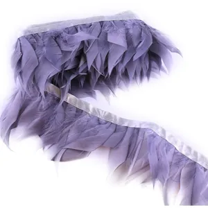 Ruban de garniture en plumes grises pour loisirs créatifs, couture et accessoires