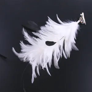 Handmade feather hair clip DIY white black hair accessory for stage performance party deco