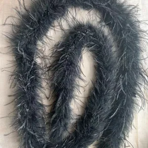 Schwarze Straussenfeder Boa Streifen fuer Abendkleid Hochzeit Kleidung Dekoration.