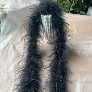 Schwarze Straußenfeder Boa Flauschige Borte Besatz für Hochzeitskleid Nähen Dekor