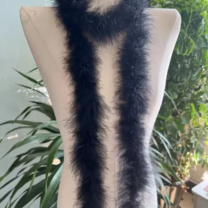 Fluffy black feather boa 2m turkey feather strip for wedding party dress clothing decor