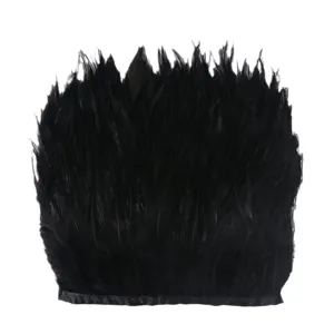 Noir Coq Plume Garniture Frange Ruban Pour Robe Ourlet Scène Performance Vêtement Couture Artisanat Accessoires