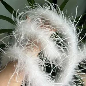 Weisse Straussenfeder Boa flauschige Federstreifen fuer Brautkleid und Kleidung Dekoration
