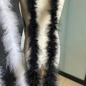 Detailed view of fluffy feather boa turkey feather strips, perfect for wedding decoration and clothing crafts.
