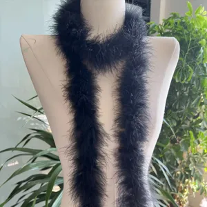 Black Feather Boa 2M Turkey Feather Strip for Wedding Party Dress Garment Craft DIY Decoration