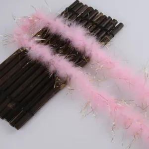 Pink feather boa tinsel metallic gold wire strip for clothing Christmas gift bouquet packaging