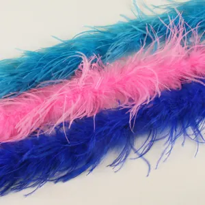 Ostrich feather boa trim for DIY clothing cuffs collar decoration colorful fluffy feathers