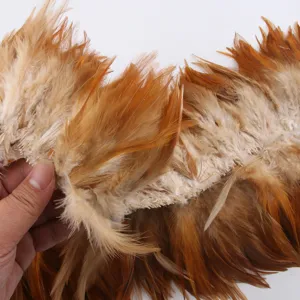 Red tipped feather trim DIY craft accessory for clothing, hair ornaments, and dream catchers.