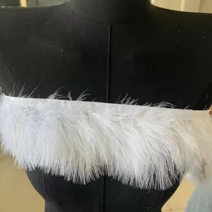 Cinta de flecos de plumas de pavo blanca accesorios de costura DIY y decoración