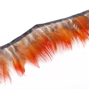 Cinta de flecos de plumas naranja DIY tira de plumas para decoración de ropa y manualidades