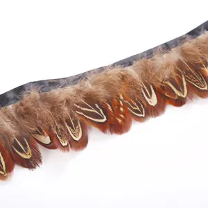 Cinta de ribete de plumas de faisán naturales para manualidades costura decoración DIY.