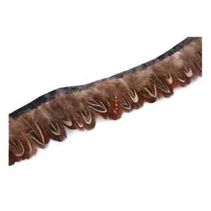 Cinta de plumas marrones naturales cinta de tela negra costura DIY accesorio de artesanía