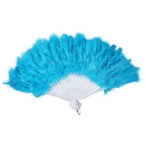 Vintage Feather Folding Fan Lace Hand Held Fan Dancing Party Wedding Banquet Decorative Feather Fan Prop