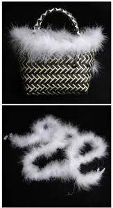 Witte kalkoenveren strip DIY pluizige verenboa voor kleding, handwerk en decoratie.
