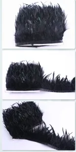 Black feather trim ribbon for garment sewing crafts clothing accessories apparel decoration diy