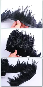 Black feather trim ribbon fringe for dress clothing accessories and DIY craft decoration supplies