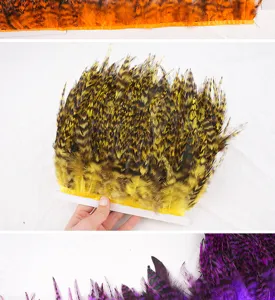 Colorful feather trim ribbon DIY craft accessories for clothing decoration and handmade items.