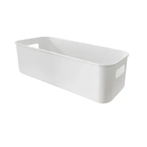 Ορθογώνιο Πλαστικό Κουτί Αποθήκευσης Επιτραπέζια Οργάνωση Μακιγιάζ Κουζίνα Συρτάρι Λευκό Δοχείο