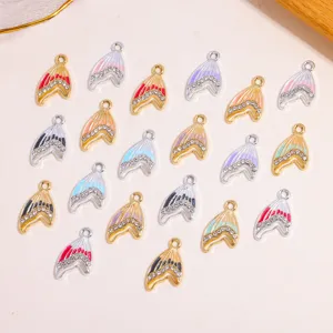 DIY esmalte diamantes de imitación cola de sirena colgantes de aleación joyería.