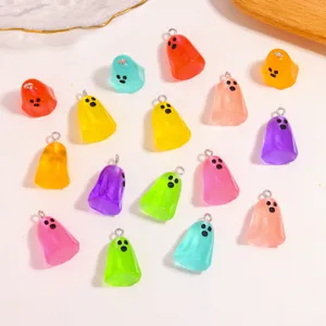 Colorful resin ghost charms for Halloween DIY jewelry making, necklace and keychain pendants.