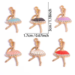 Legering strass ballerina danser bedels voor DIY sieraden maken, emaille hangers.