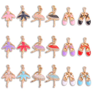 Zinklegering Strass Balletdanseres En Schoenen Hanger Bedel DIY Handgemaakte Ketting Sleutelhanger Sieraden Maken Accessoires