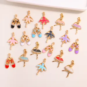 DIY balletdanseres en schoenen legering strass steen emaille hangers voor handgemaakte sieraden