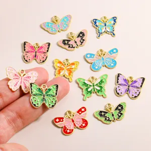 Pendentifs papillon en émail coloré en alliage bijoux DIY pour colliers faits main