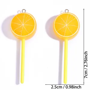 DIY acrylic lemon slice lollipop pendant cute fruit keychain bag charm accessory 7cm
