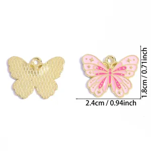 Pendentif charm papillon en émail alliage pour la fabrication de bijoux faits à la main DIY
