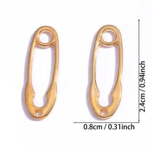 DIY gold alloy safety pin pendant charm for handmade necklace bracelet jewelry making accessories.