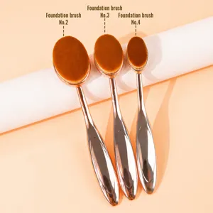 Rose gold oval foundation brush set featuring sizes No.2, No.3, and No.4 with soft bristles.