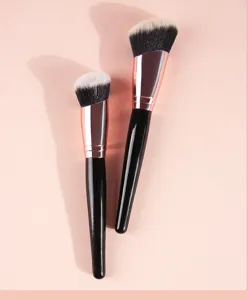 Single angled contour brush and foundation makeup brush set for professional facial shaping.