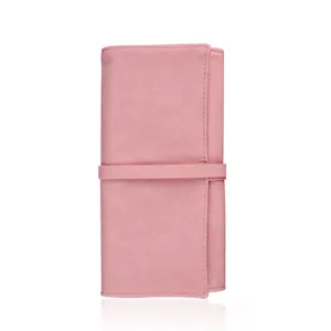 Portable Pink PU Leather Makeup Brush Roll Bag Twelve Slots Travel Cosmetic Brush Storage Organizer Professional Beauty Tool Case