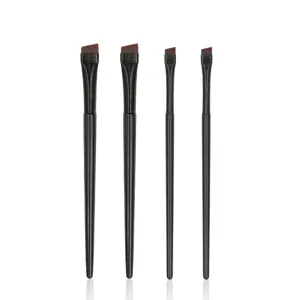 Präzises ultra-dünnes abgeschrägtes Eyeliner-Pinsel-Set, 4 schwarze Augenbrauen-Make-up-Pinsel.