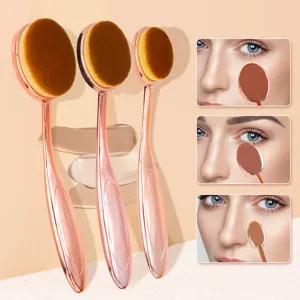 Rose gold oval makeup brush set foundation brush for liquid BB cream and makeup tools