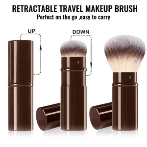 Intrekbare reis make-up kwast draagbare kabuki foundation kwast met beschermdop