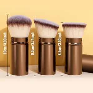 Draagbare intrekbare kabuki poederkwast met deksel voor vlekkeloze make-up.