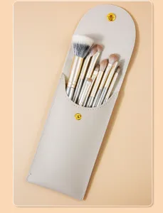 Zachte oogschaduw kwasten set met lederen etui, make-up penseel voor concealer.