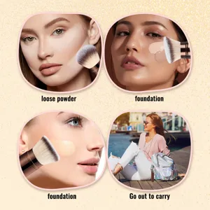 Draagbare intrekbare kabuki make-up kwast met beschermdop voor los poeder en reizen onderweg.