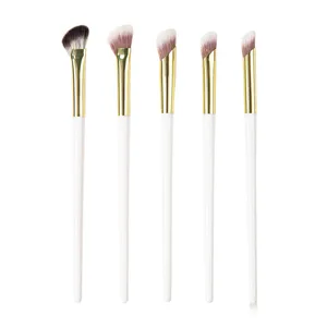 Zeis Neusschaduw Borstel Vingerafdruk Concealer Borstel Synthetische Vezel Houten Handvat Schitterend Wit Goud Make-up Borstel