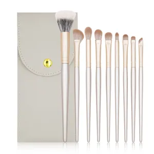 Champagnegoud Oogmake-up Kwasten Collectie Professionele Synthetische Vezel Houten Handvat Oogschaduw Mengen Concealer Kwasten Voor Vrouwen Reizen Dagelijkse Schoonheid