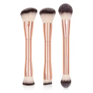 Dubbelzijdige Make-up Borstel Multifunctionele Foundation Poeder Blush Contour Borstel Zachte Synthetische Haren Handvat