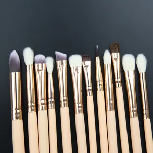 Professional 12-piece eye makeup brush set with soft bristles for precise blending.