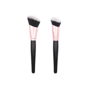 Elegant Angled Contour Makeup Brush Professional Soft Synthetic Fiber Foundation Brush Wood Handle Face Base Liquid Cream Cosmetic Tool