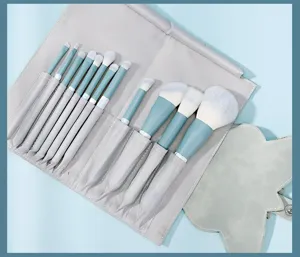 12pcs makeup brush set professional cosmetic tools soft synthetic hair with grey roll pouch