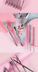 13pcs silver makeup brush set with soft crystal bristles for professional daily facial makeup.