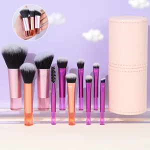 Tragbares Make-up-Pinsel-Set Synthetische Faserborsten Kunststoffgriff Mini Puder Lidschatten Pinsel Kits Kosmetik Reise Werkzeuge