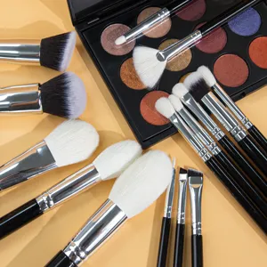 Kit de pinceaux de maquillage et palette fards à paupières, poils doux pour une application précise.