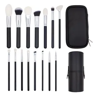 Ensemble de 15 pinceaux de maquillage professionnels avec étui noir pour un maquillage parfait